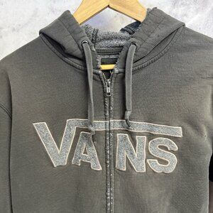 Vintage Vans Skate Hoodie Sweatshirt Mens XL Faded Black Gray Zip Distressed